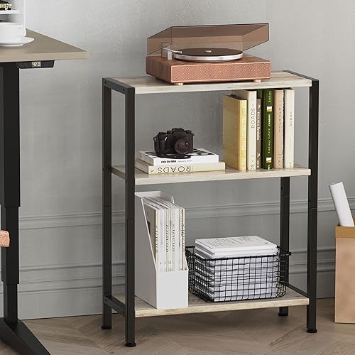 Miniatura 12 de Mesa auxiliar de 3 niveles, mesa auxiliar pequeña, mesa auxiliar de sofá para espacios estrechos, mesa auxiliar delgada, mesa de noche delgada para