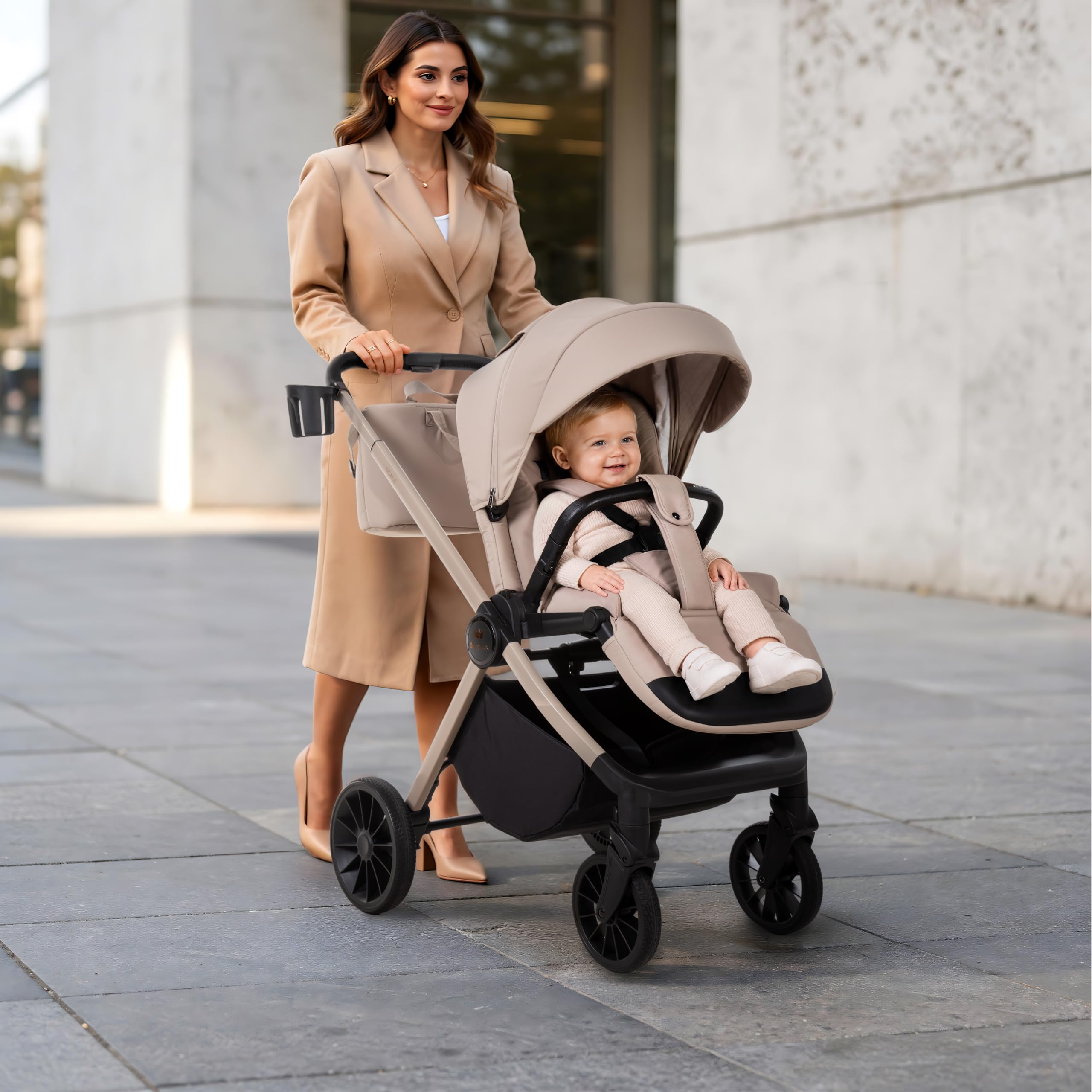 Babylux Passeggino Leggero da Viaggio SCALE, Funzione Reclinabile, Brownie | Passeggino Pieghevole, Manubrio Telescopico, Ripiegabile In Modo Compatto, Borsa Per Pannolini E Viaggio E Altri Accessori