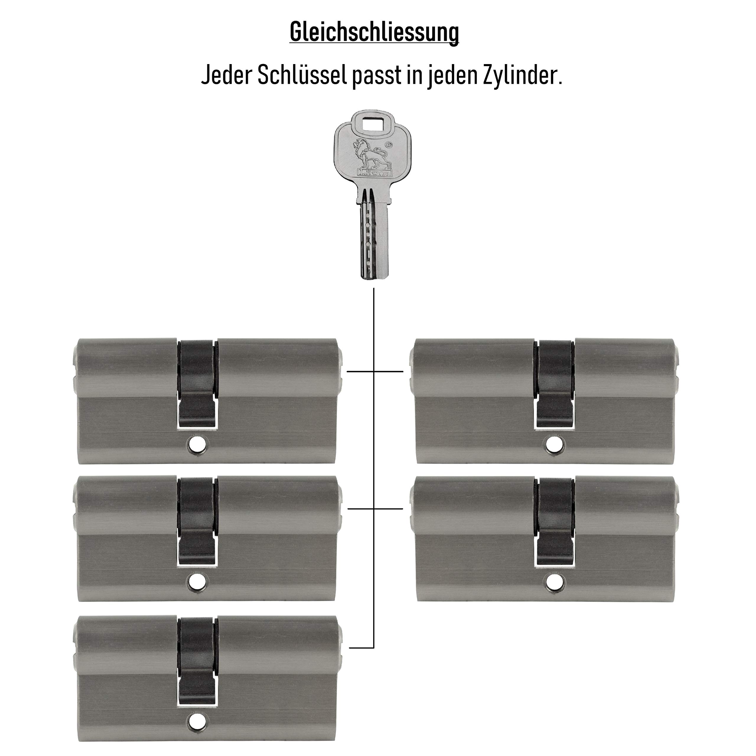 5x Profilzylinder 65 mm 30/35 gleichschließend inkl. 25 Schlüssel