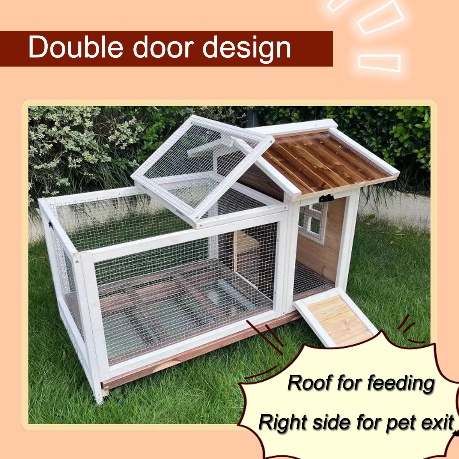 Jaula para Conejos, Grande, para Interior y Exterior, con Bandeja Hermética y Ruedas Universales de 360°. Jaula con Bandejas Deslizantes para Conejos y Hurones(Gray)
