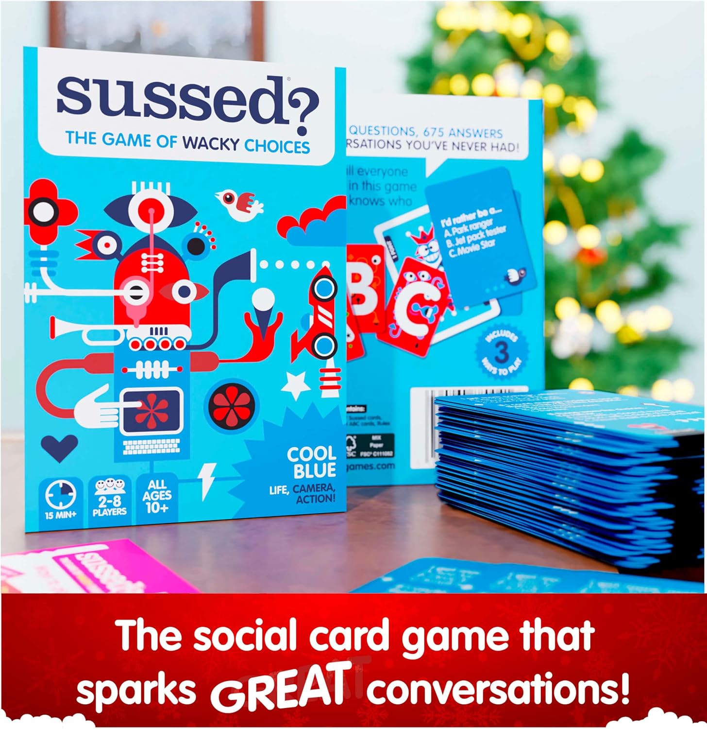 SUSSED The Wacky ‘What Would You Do?’ Card Game - Stocking Stuffer for Teens, Boys, Girls - Social Fun for Kids Ages 10+ & Adults - Great Conversation Starter - Cool Blue Deck - Image 4