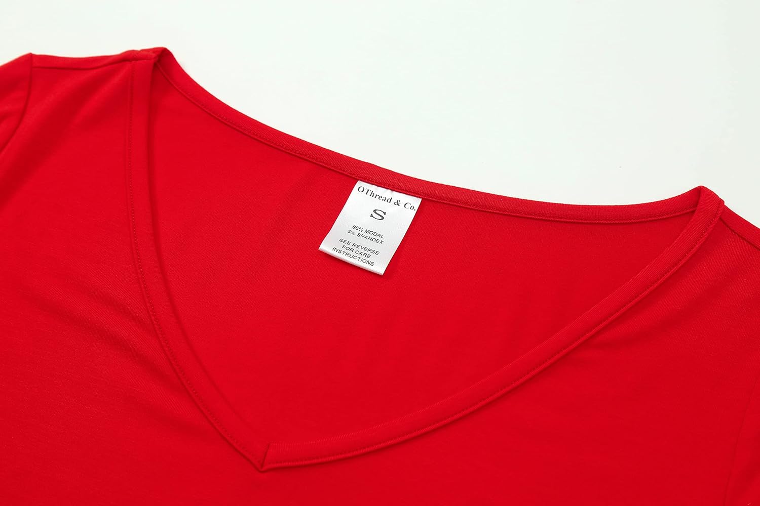 OThread & Co. Women's Short Sleeve V-Neck Crop Top Basic Comfy Stretch Tee - Image 5