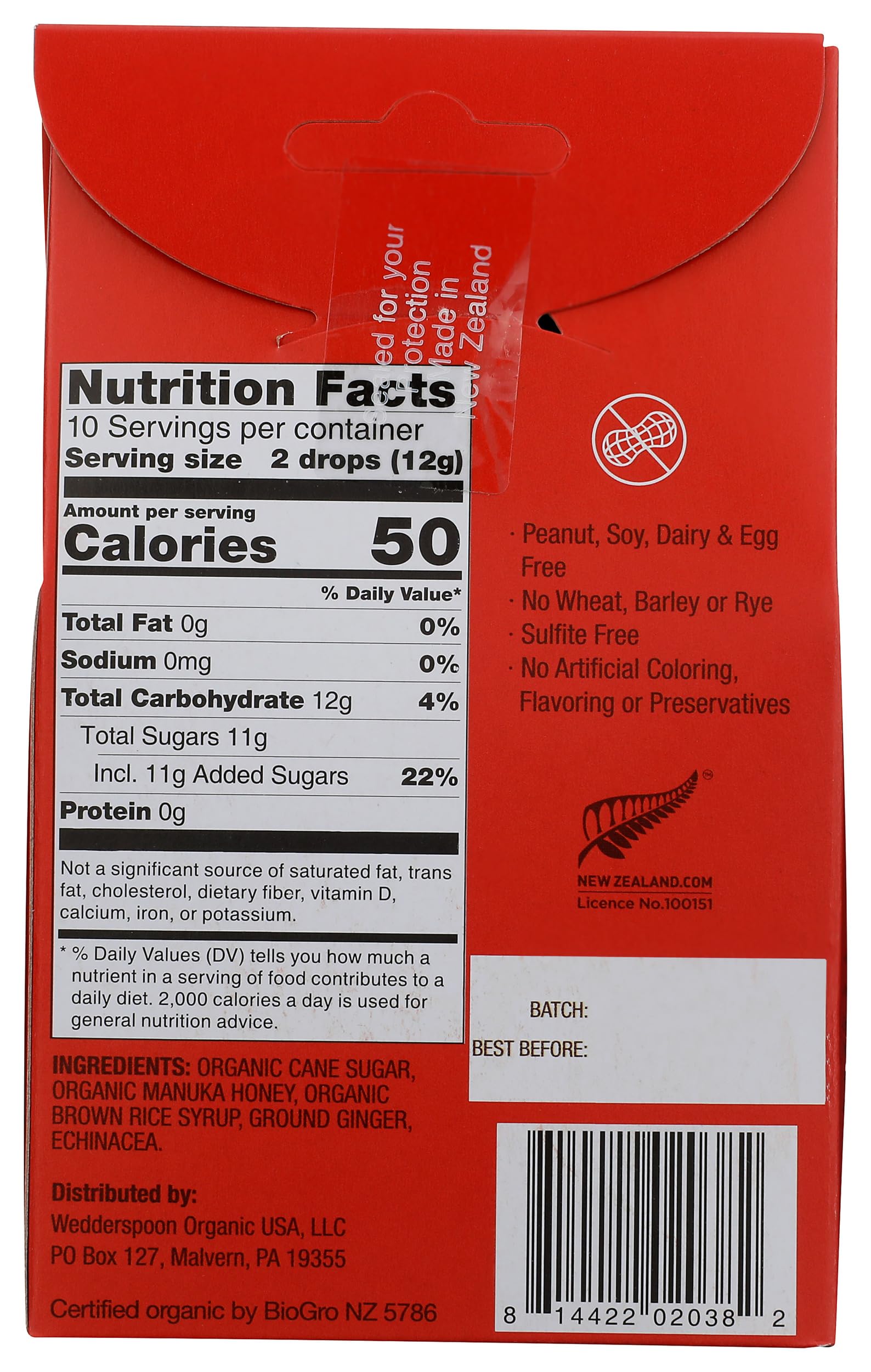 Amazon.com : Wedderspoon Organic Manuka Honey Drops, Ginger