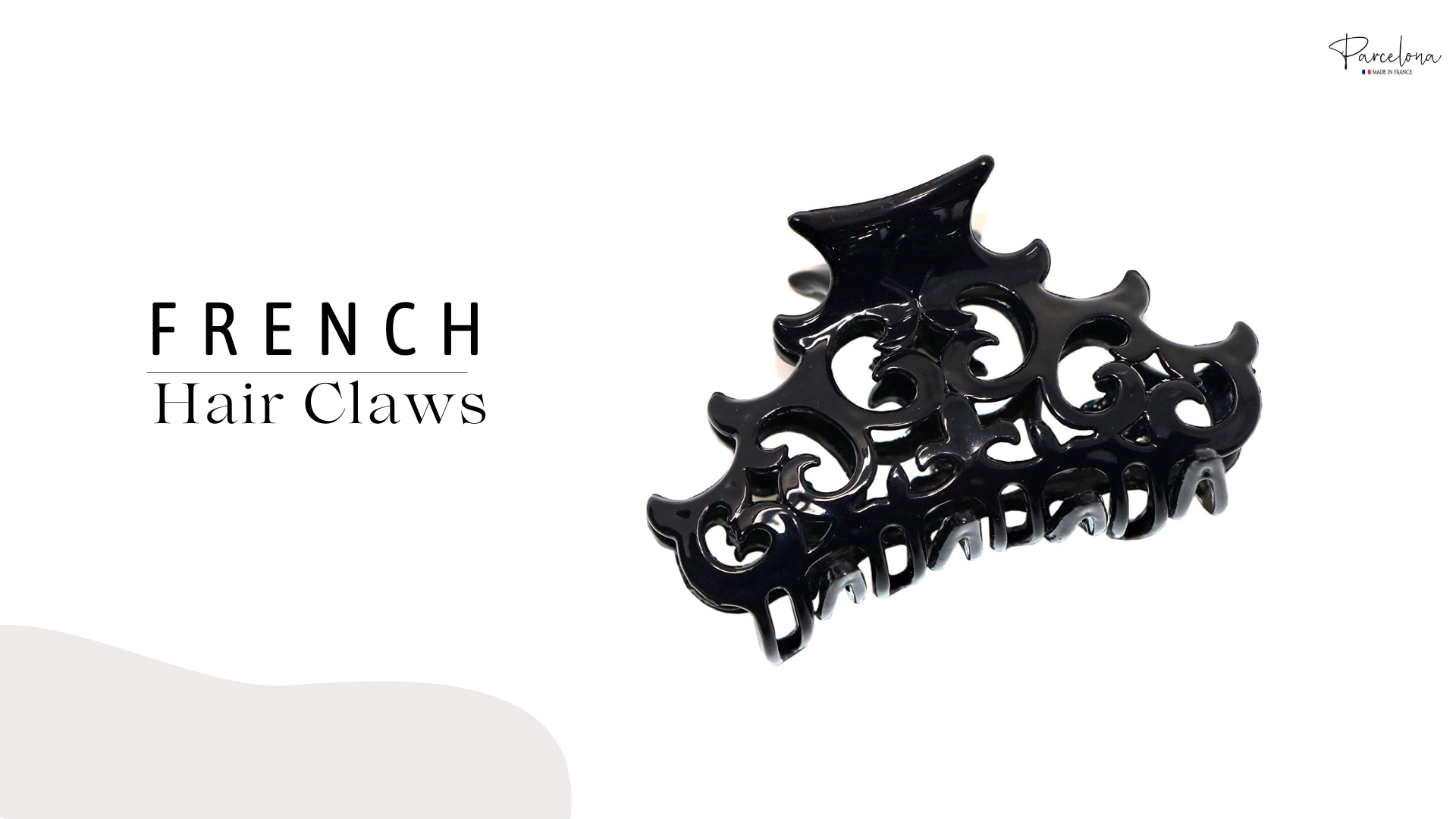 Parcelona Haarspange French New Jardin – Medium, Schwarz, Celluloid, Abgedeckte Feder, 8 Cm