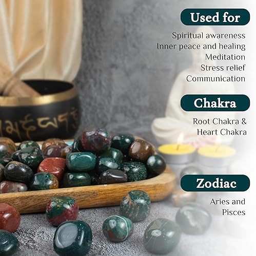 Miniatura 5 de BEZAVO Bloodstone - Juego de piedras curativas de cristales y cristales a granel para curación, reiki, meditación, cristales de brujería, piedras