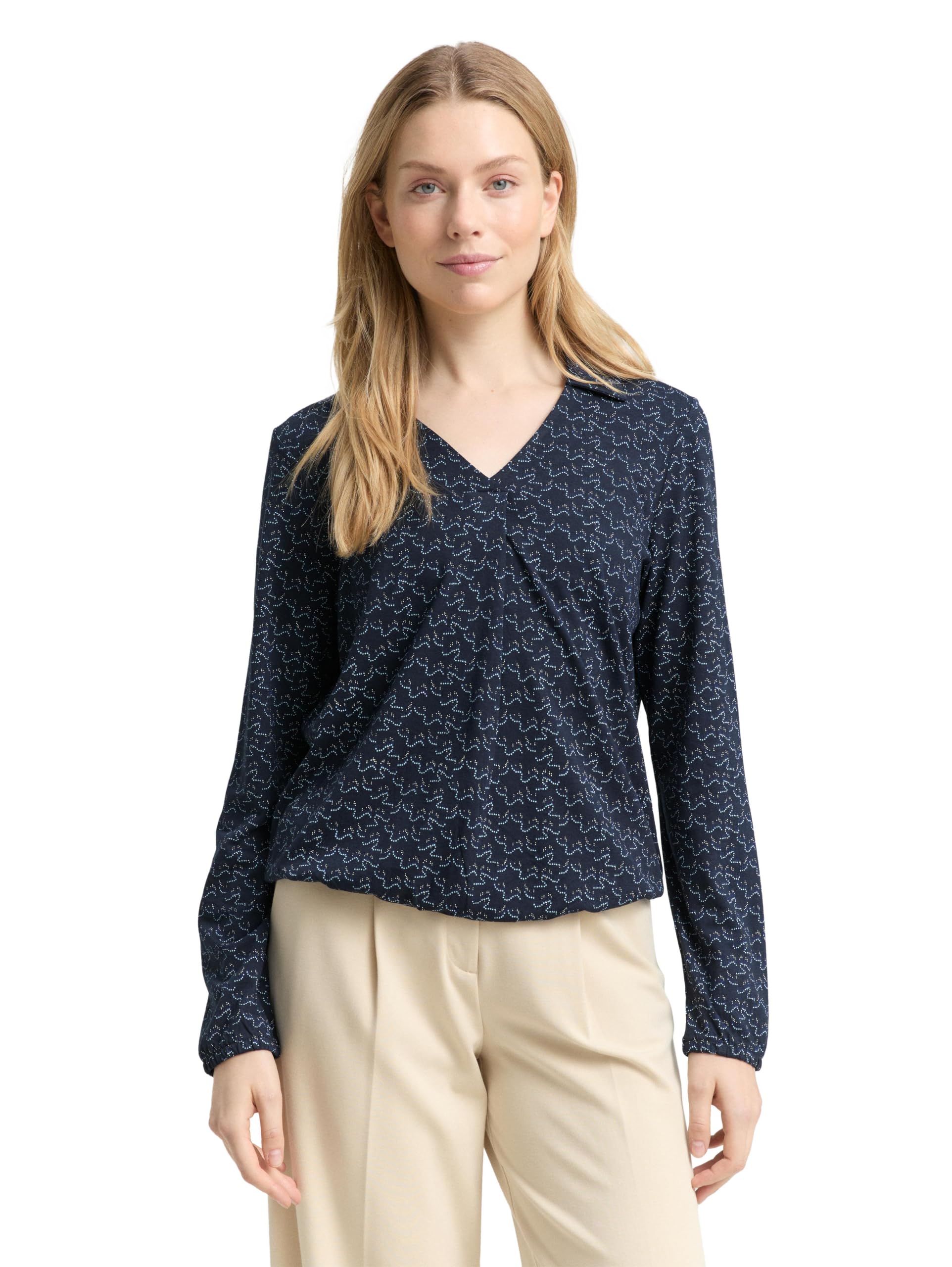 TOM TAILOR Damen Langarmshirt mit Polokragen