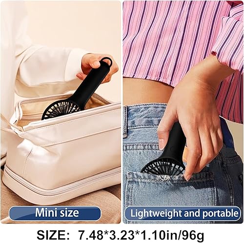 Miniatura 3 de Mini ventilador de mano, pequeño ventilador personal con 3 velocidades, ventiladores portátiles que funcionan con pilas, ventilador de pestañas de