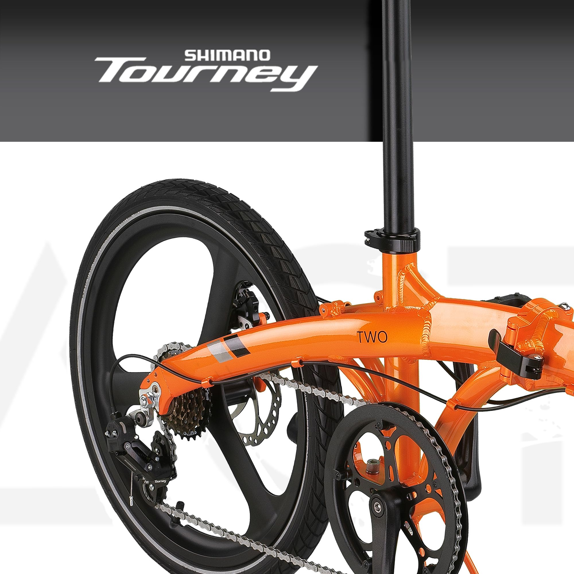 PACTO Bicicletta pieghevole Two 20 pollici con sistema di piegatura veloce (10 secondi), telaio in alluminio, peso leggero (13 kg), Shimano 6 marce, doppio freno a disco e luce LED