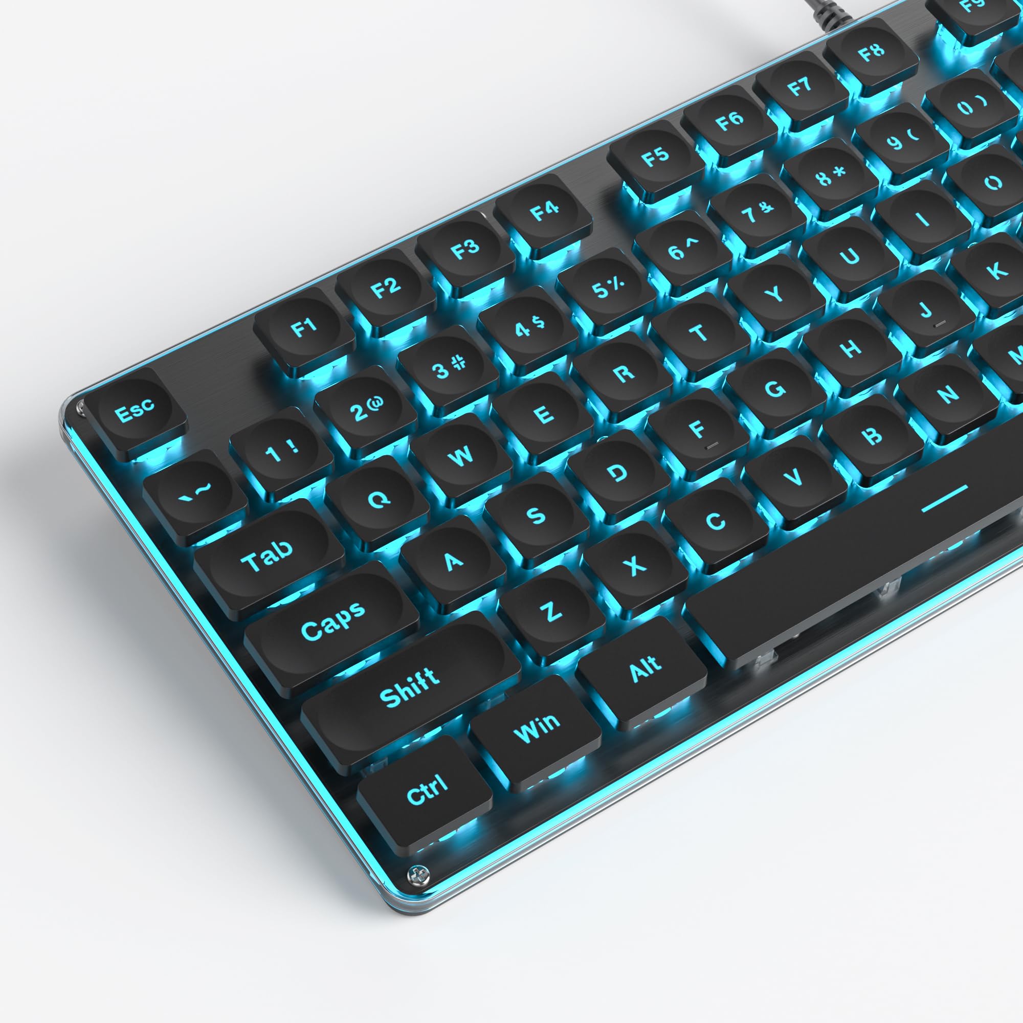 Tastiera per macchina da scrivere, 104 tasti, nera, quadrata, stile punk, tastiera da gaming, retroilluminata a LED, con cavo USB, adatta per PC/Win/Mac/laptop (G1000/Nera)