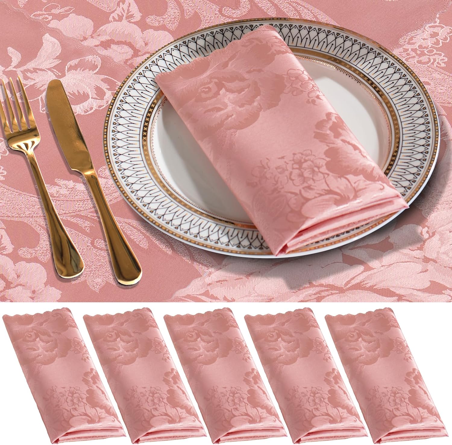 Amazon.com: KKJIAF 12 Pack Rose Gold Satin Napkins 17x17 Inch, Square ...