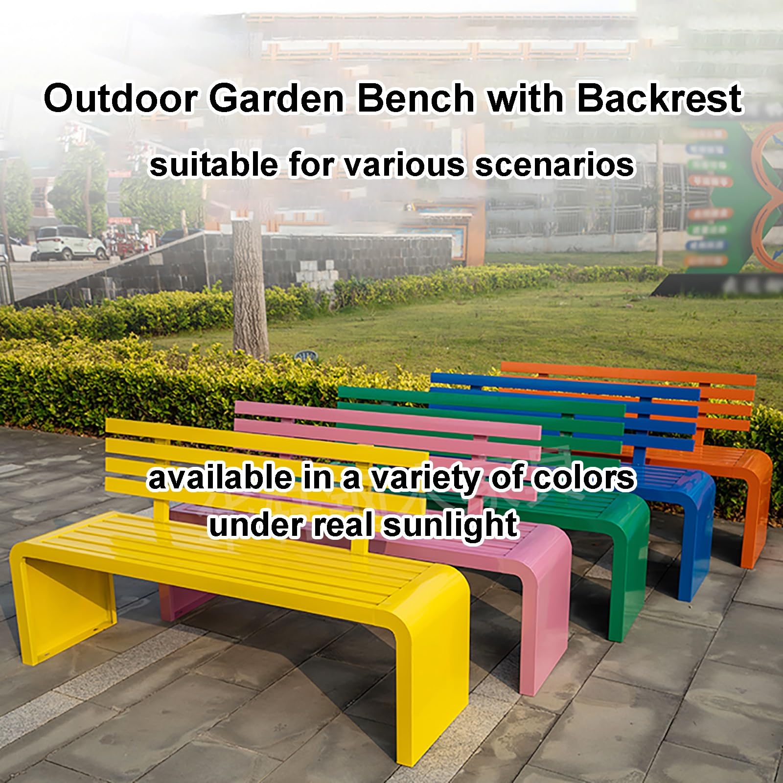 Gtzly Banco Jardin Exterior de Metal, Banco de JardíN de Acero Galvanizado for Exteriores, DiseñO de Listones con Respaldo, Bancos de Patio, Banco de Patio for Porche, JardíN, CéSped(Green,120*40*80 c