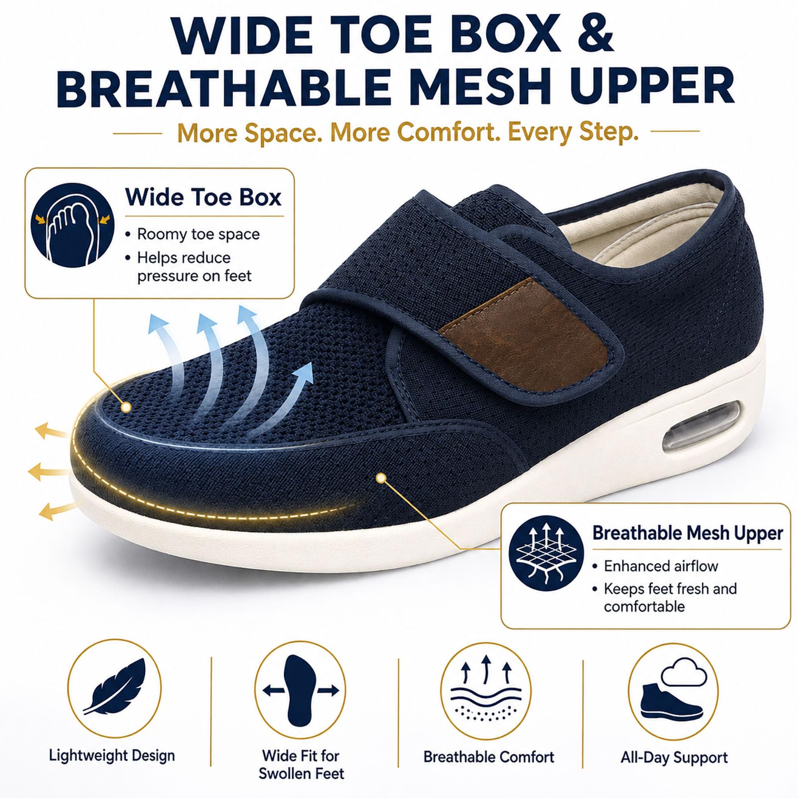 Genérico Zapatos para Caminar Ajustables para Hombre
