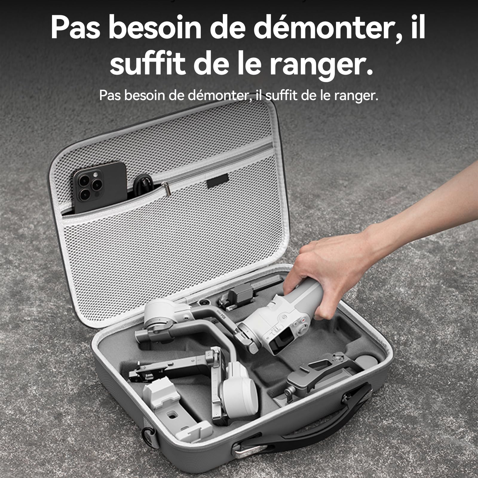 DJI RS 4 Mini sac à bandoulière portable, étui rigide de voyage, résistant à l'eau et aux chocs, étui portable en cuir PU, convient pour les prises de vue en extérieur, accessoires DJI RS4 Mini