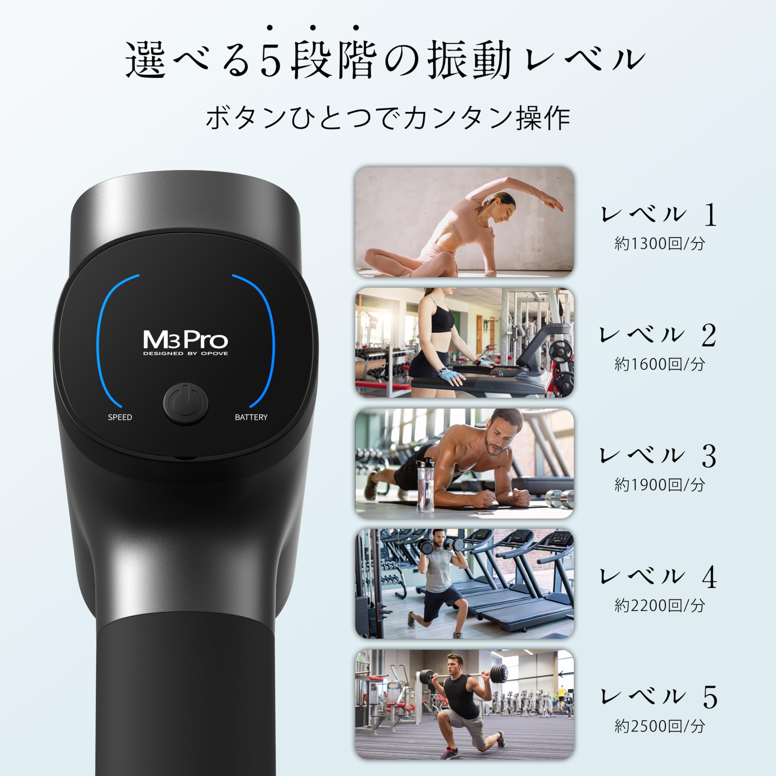 Amazon.co.jp: opove M3 Pro 2 筋膜リリースガン 12mm振幅 最大約32kg 