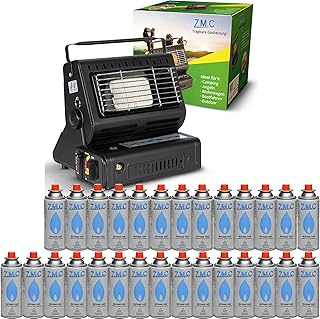 Z.M.C 2-in-1 Tragbare Keramik Gasheizung und Gaskocher 1,3 kW, mit LPG Anschluss + 28 Gaskartuschen, Campingkocher mit Piezozündung, Camping Heizung, Gasheizer für Terrasse, Outdoor, Zelten Wohnwagen