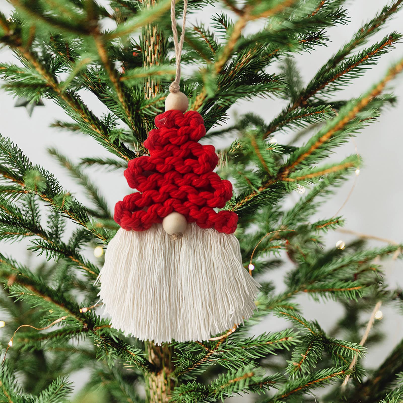 Set di 6 gnomi natalizi in macramè, decorazioni natalizie bohémien, gnomo intrecciato, per albero di Natale, da appendere, per feste di Natale, soggiorno, dormitorio, stanza dei bambini, regali