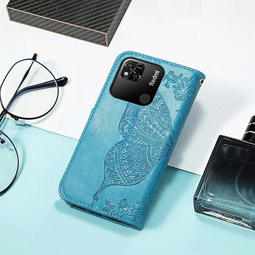 Miniatura 3 de CCSmall Funda tipo cartera para Xiaomi Redmi 10A, 3D mariposa flor PU cuero con ranuras para tarjetas de crédito titular cierre magnético Folio