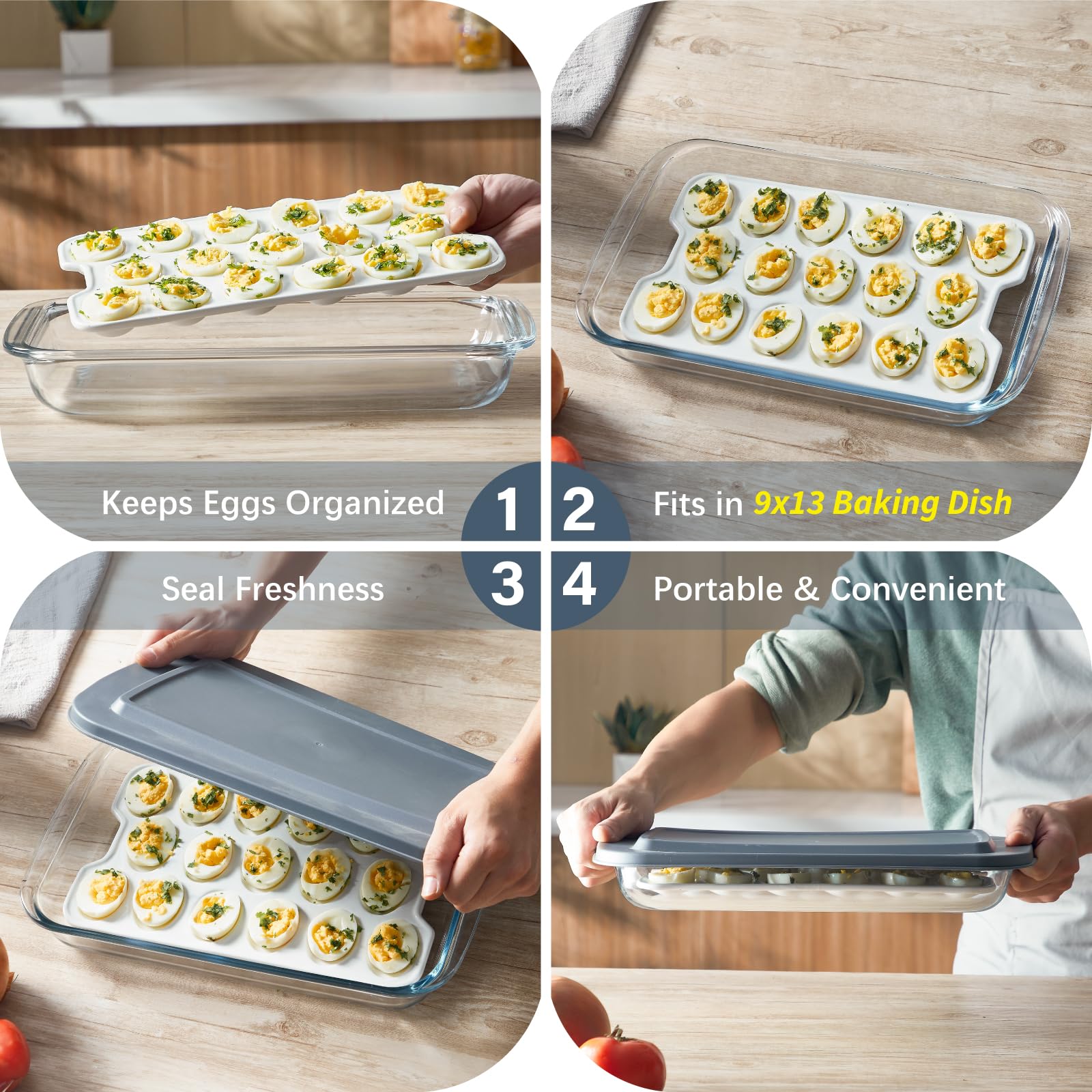 ONEMORE Deviled Egg Platter Tray Ceramic Egg - View #11