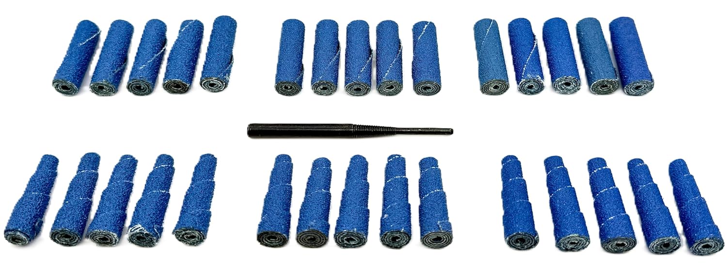 31 Piece Zirconia Abrasive Sanding Cartridge Spiral Roll Sander Kit, Mini Cone & Cylinder Kit for Metal, Wood, Stainless, Welds, Engine Porting – Die Grinder & Rotary Tool Accessories