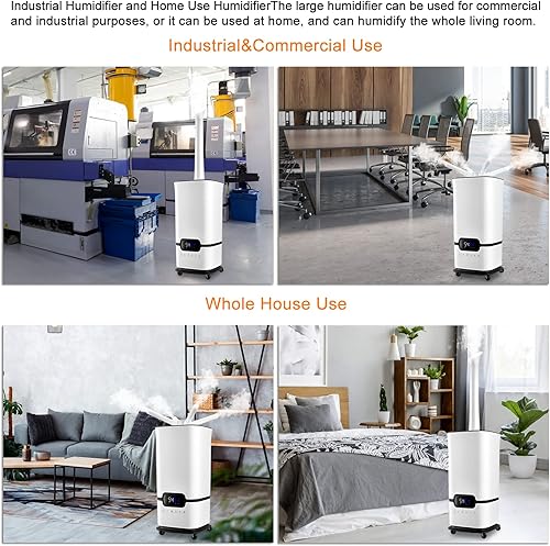 Miniatura 5 de JIAWANSHUN Humidificador industrial humidificador comercial con tubo de agua 50.7 fl ozh humidificador de niebla fría, 1200sq.ft 17L4.2Gals