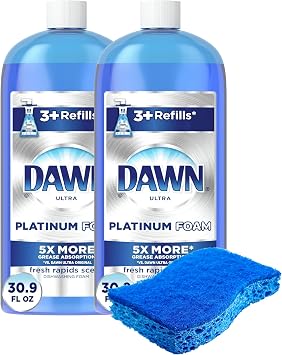 PURPUR Dish Sponge and Ultra Platinum Foam Dish Soap - 30.9 oz Refill, Fresh Rapids Scent 2 Bottles