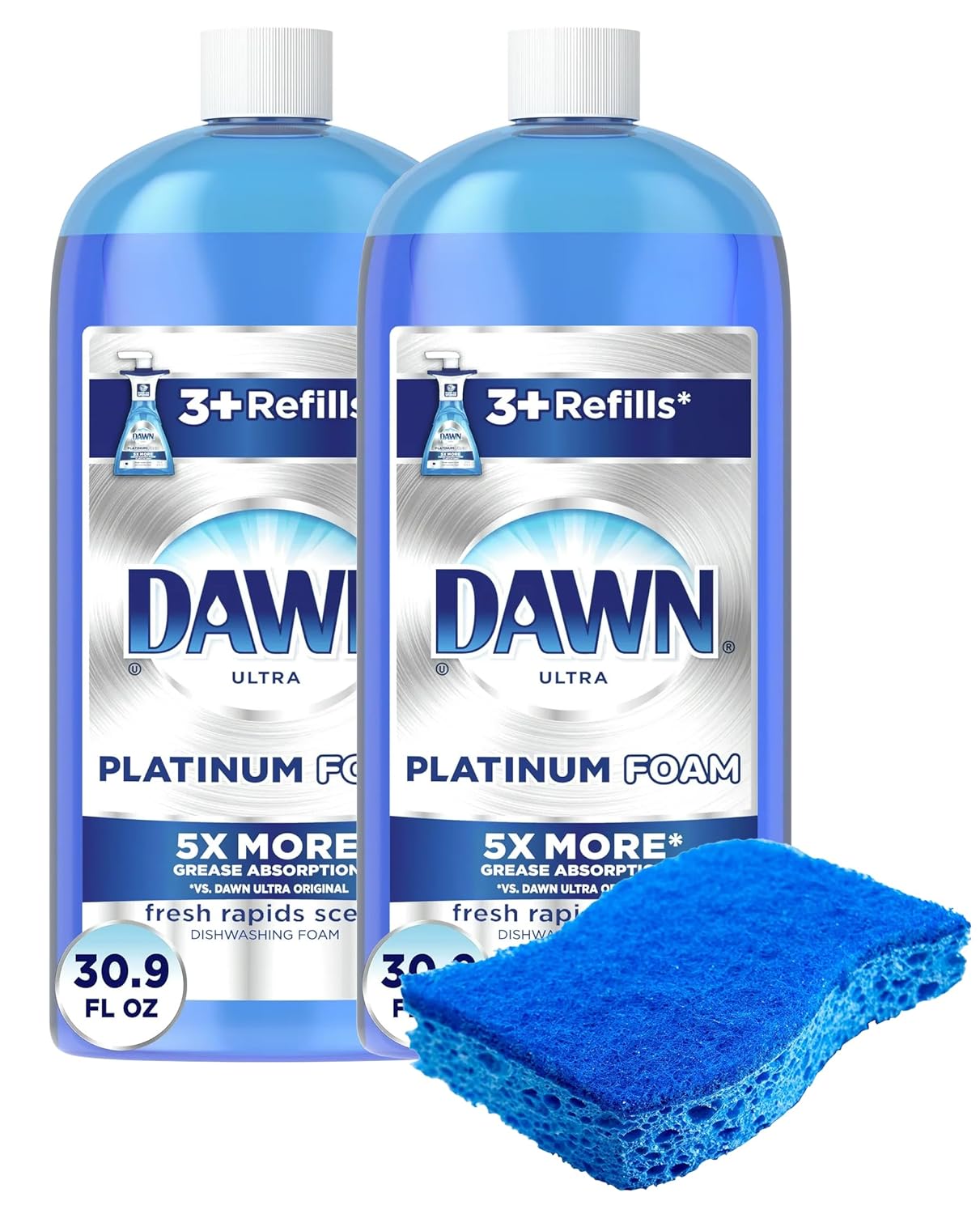 PURPUR Dish Sponge and Ultra Platinum Foam Dish Soap - 30 9 oz Refill Fresh Rapids Scent 2
