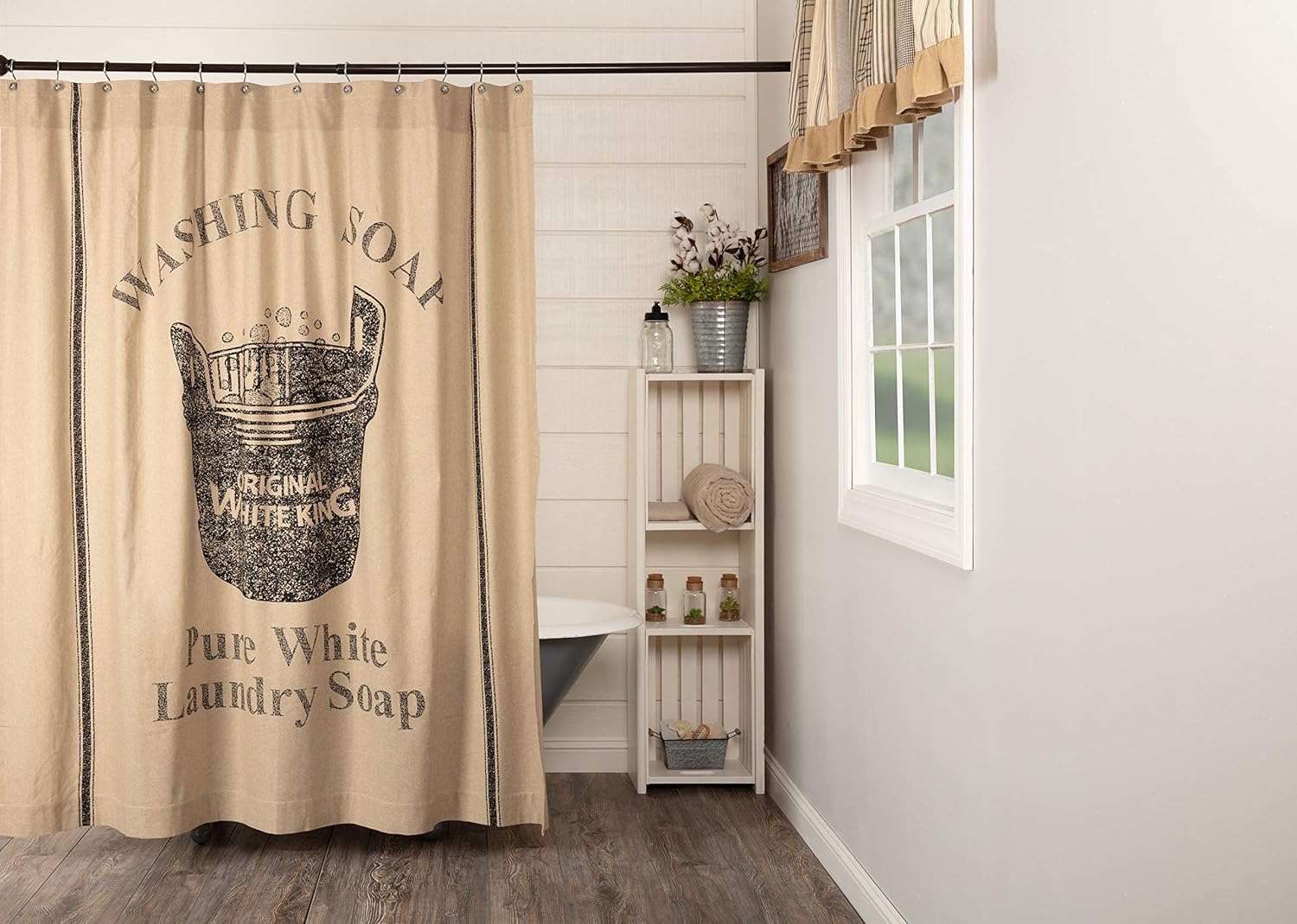 VHC Brands Valley Farms Farmhouse Wooden Soap Tub Shower 72" x 72"