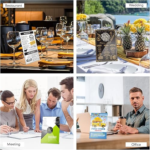 Miniatura 7 de Paquete de 48 marcos de fotos acrílicos de 4 x 6 pulgadas, portarretratos de plástico transparente para cabina de fotos inclinada, soporte vertical