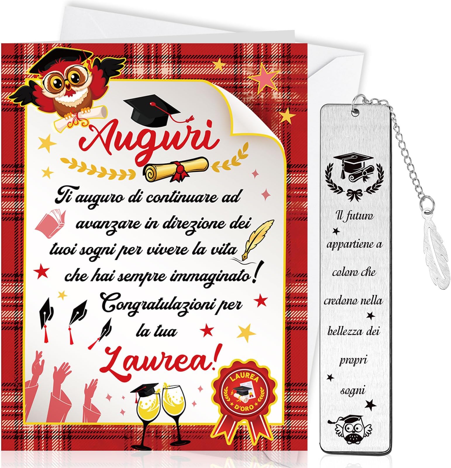 Biglietto Di Auguri Per Laurea Con Portasoldi - Stampa Oro, 17x12 Cm, Regalo Ideale Per Uomo E Donna - Foto 8