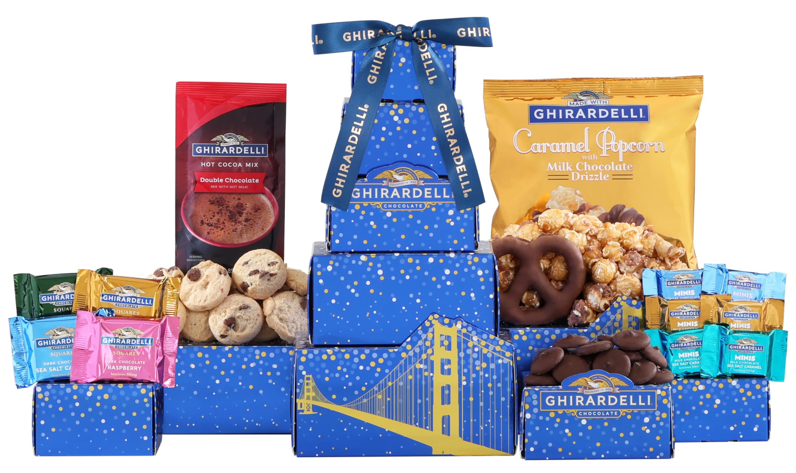 Wine CountryGift Baskets Happy Spring Ghirardelli Chocolate Gift Tower, 2 Pound|11 Piece Set