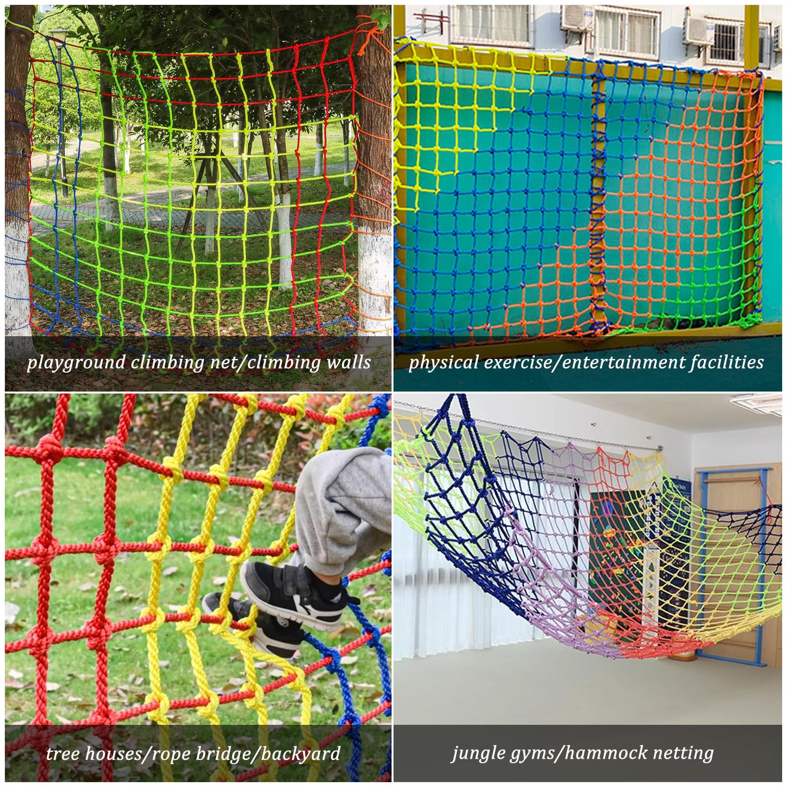 Red de Escalada Poliéster Resistente Red de Seguridad Para Niños 12mm/12cm de Protección Contra Caídas para Columpios, Jardín, Patio de Recreo Carrera de Obstáculos(Size:182*182cm(6*6ft),Color:azul)