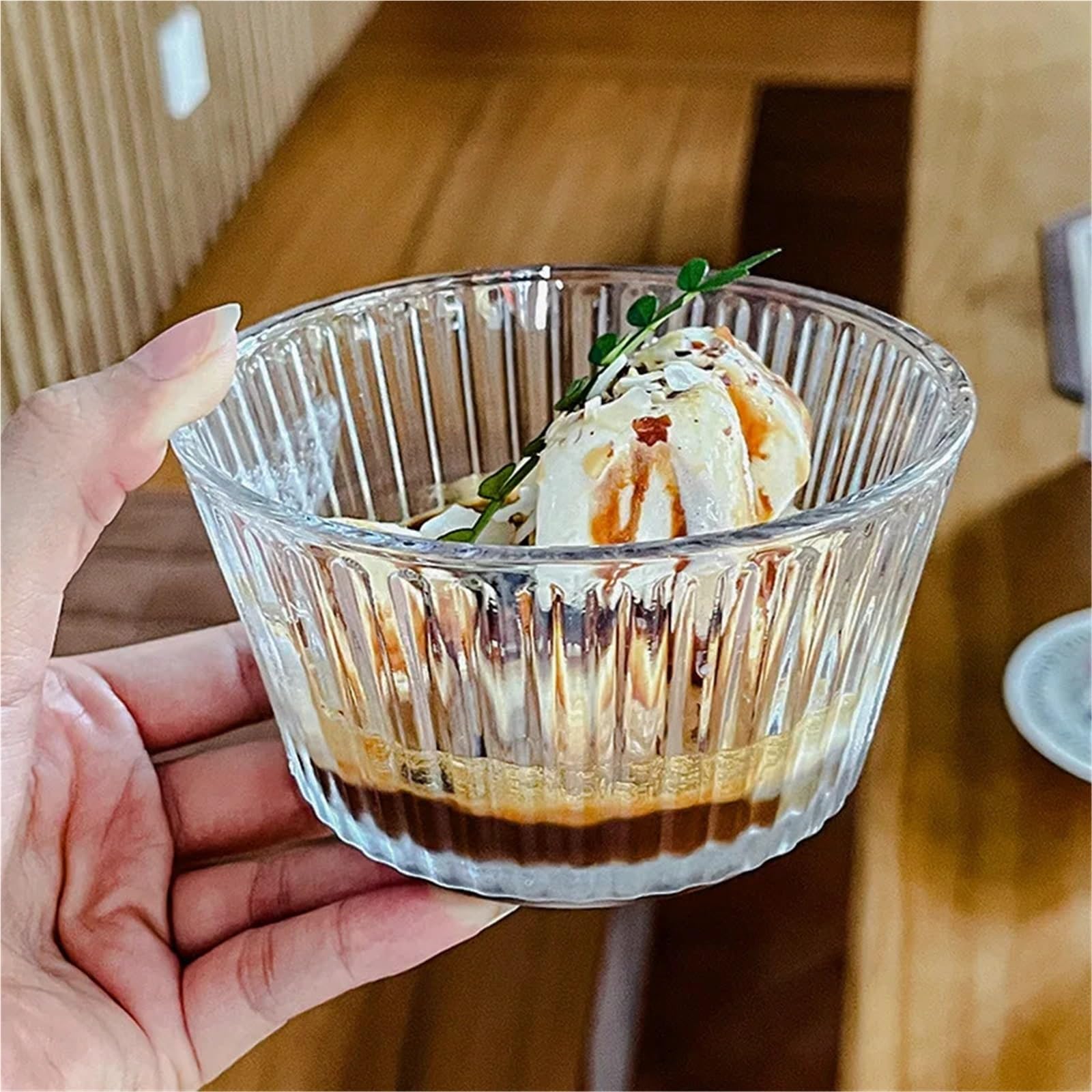 Coppe Gelato Ciotola for Cereali da Colazione in Vetro da 3 Pezzi, Ciotola for Yogurt, Frutta, budino, Tazza da Dessert, Ciotola for Snack per Dessert(Champagne)