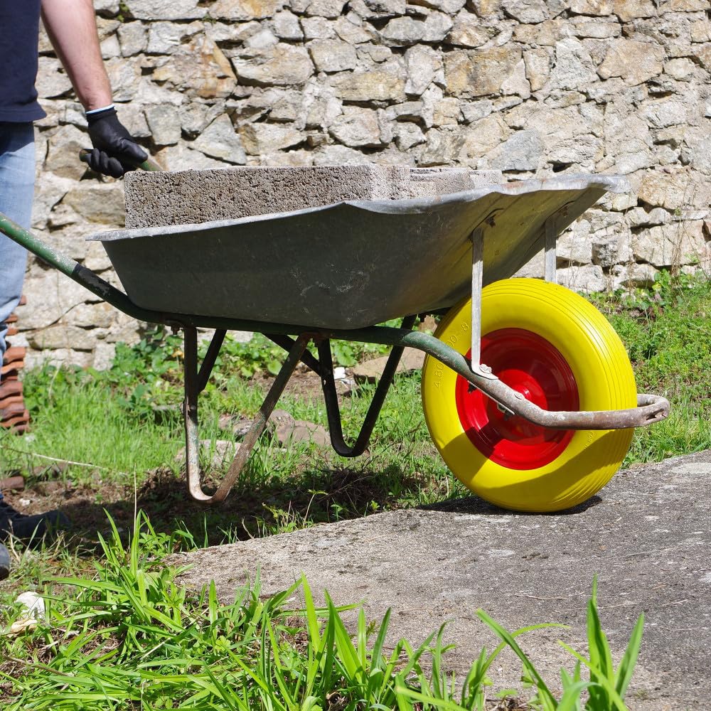 Oxeo Roue de brouette increvable avec 1 axe 20mm - diamètre 385mm - Charge Max 150 kg - Jante Acier
