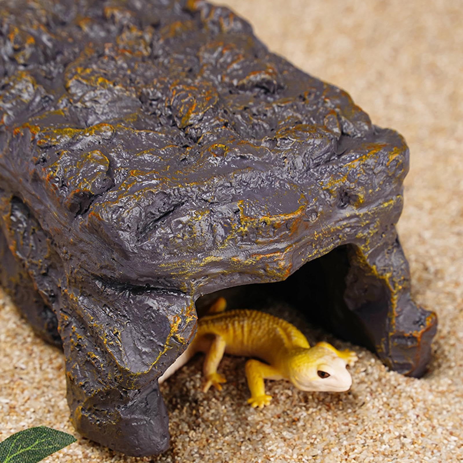 Heizfelsen für Reptilien – Simulationsstein aus Kunstharz mit beheizter Eidechsenszene für Reptilien | Haut und Höhle für Reptilien, Tankzubehör, Wohndekoration für
