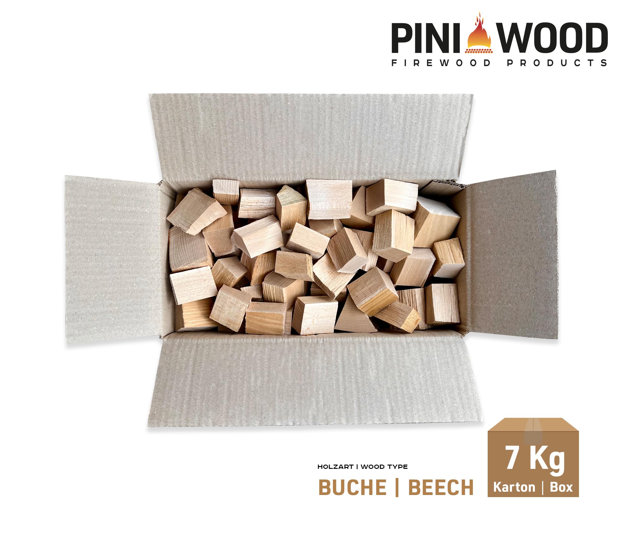 PINI Wood Chunks in legno di faggio senza corteccia 7 kg