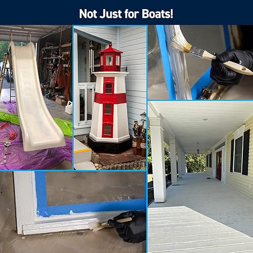 Miniatura 8 de TotalBoat Pintura para barcos marinos en la parte superior para fibra de vidrio y madera blanco cuarto de galón
