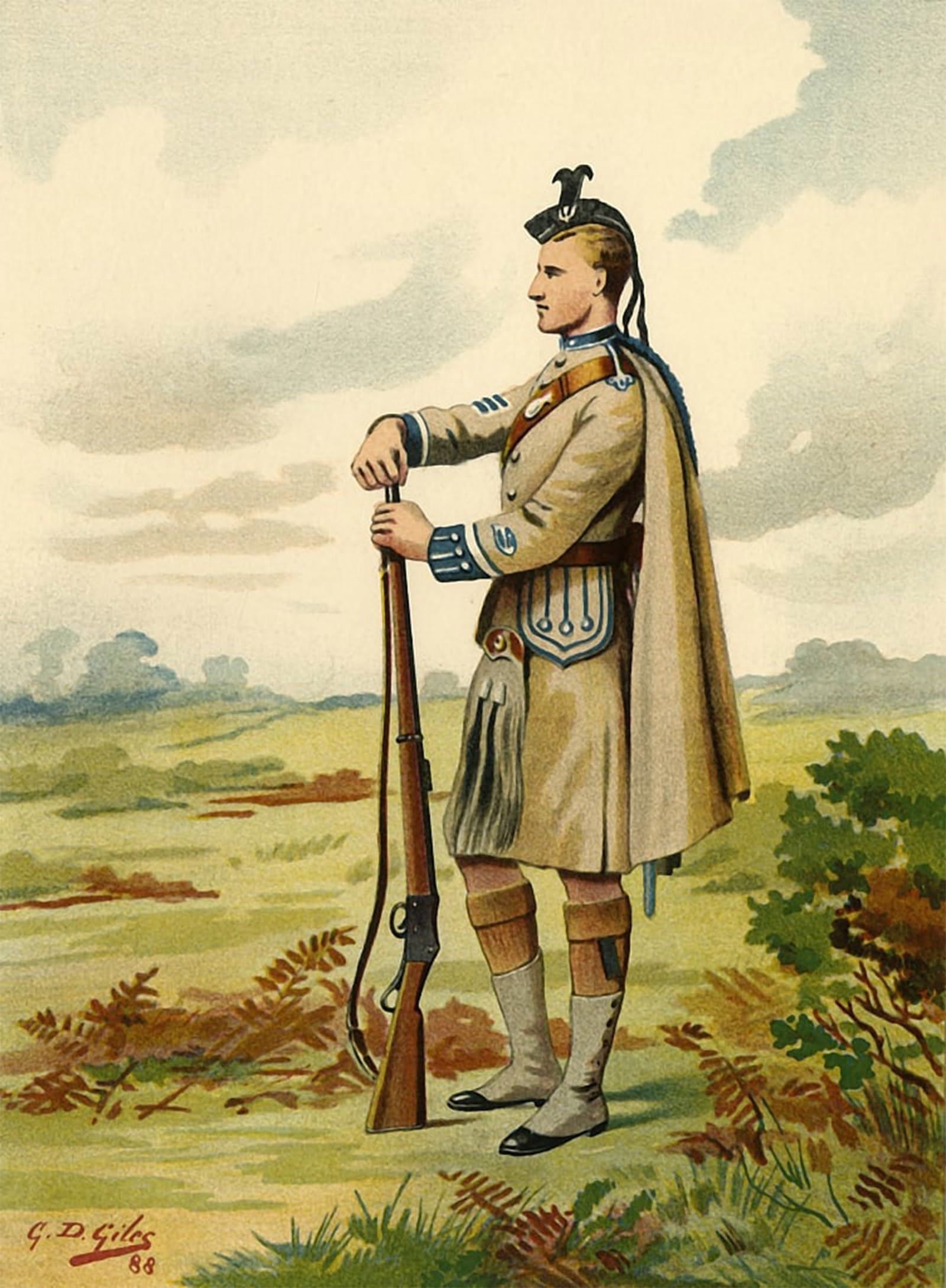 POSTERIIk Vintage Print Pop Art Landscape Artwork the London Scottish Volunteers by Godfrey Giles Art Prints for Office Home Decor 60x90cm