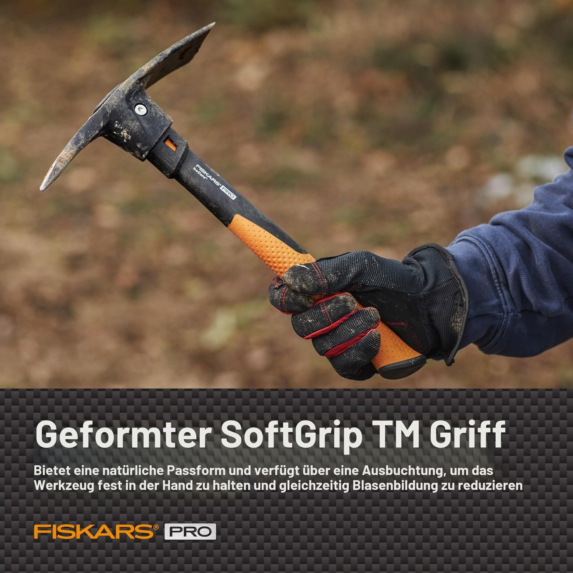 Fiskars 751220-1001 Pro IsoCore Hacke/Spitzhacke, 0,7 kg, Orange/Schwarz