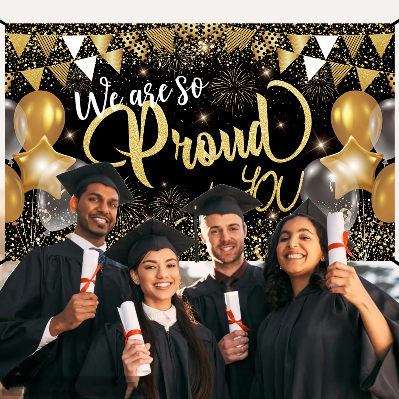 Decorazioni di laurea 2024 Banner per classe del 2024, 200 × 110 cm, tessuto congratulazioni Grad Banner laurea forniture per feste Photo Prop/Booth Backdrop, decorazioni di laurea 2024 per