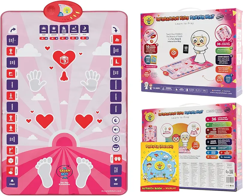 Smart interactive Prayer Rug for learning Salah, Surah, Wudu and Duas - Islamic prayer mat with 10