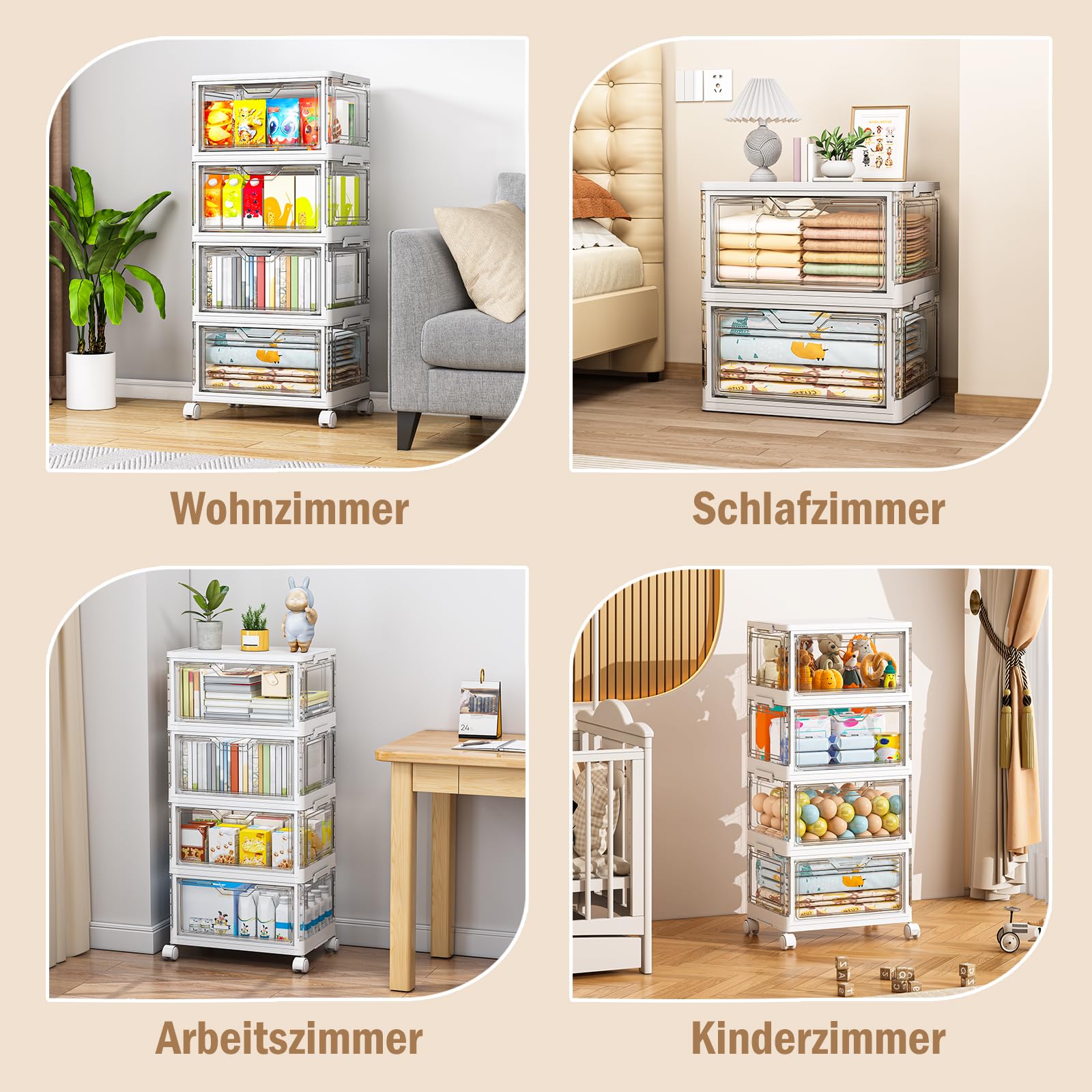 Boîtes de rangement avec couvercle - Boîtes en plastique empilables transparentes - Grand organisateur pour chambre à coucher, salon, salle de bain