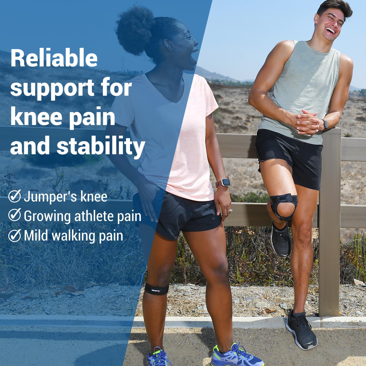 Zamst JK-BAND | Knee Strap Brace pad & Patella Support Stabilizer for Knee Pain Relief, Gym,Sports | Large |