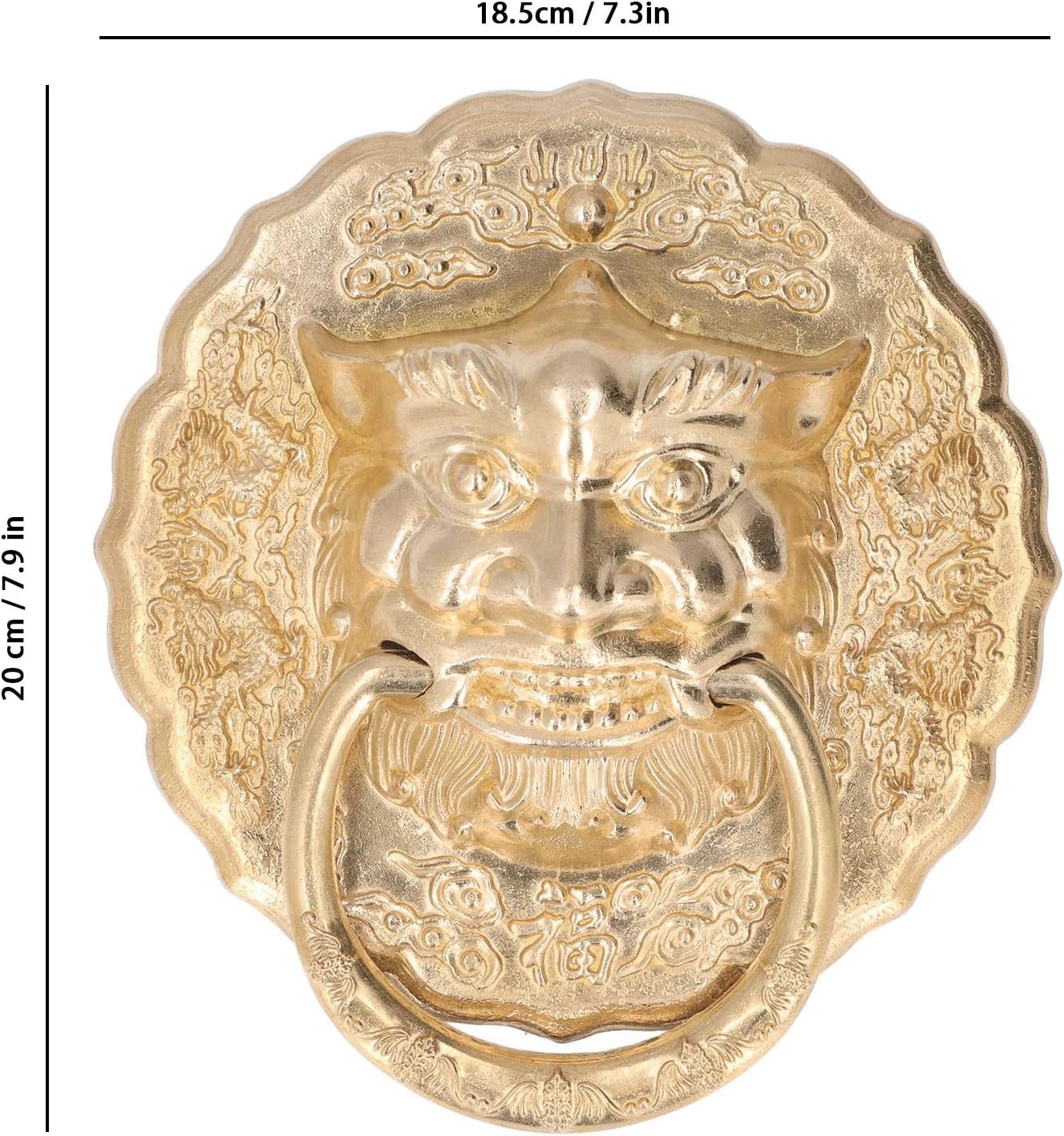 Chinese Animal Head Door Knocker, Vintage Bronze Door Knocker with Heavy Duty Pull Ring, Brass Collision Decorative Hardware for Wooden Courtyard Double Doors