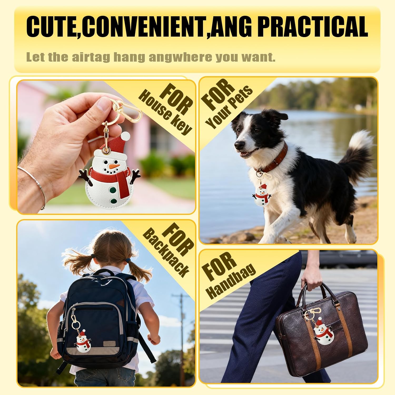 Leather Keychain Holder Case for AirTag, Cute Protective Cover for Apple Airtag KeyChain, GPS Tracker Item Finder - Image 7