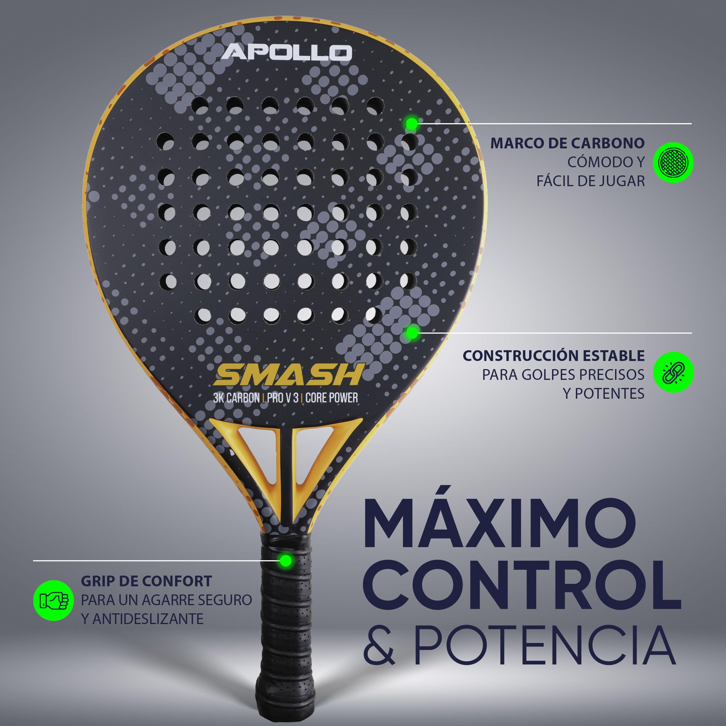 Apollo Pala de pádel - Pala de pádel para principiantes y avanzados, pala de carbono para hombre y mujer — view 2
