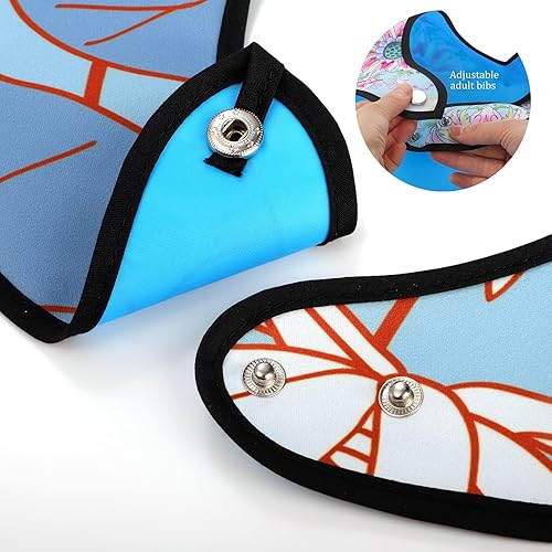 Miniatura 5 de Yesland Paquete de 3 baberos para adultos mayores, lavables e impermeables, protectores de ropa de 30 x 19.5 pulgadas, con atrapador de migas