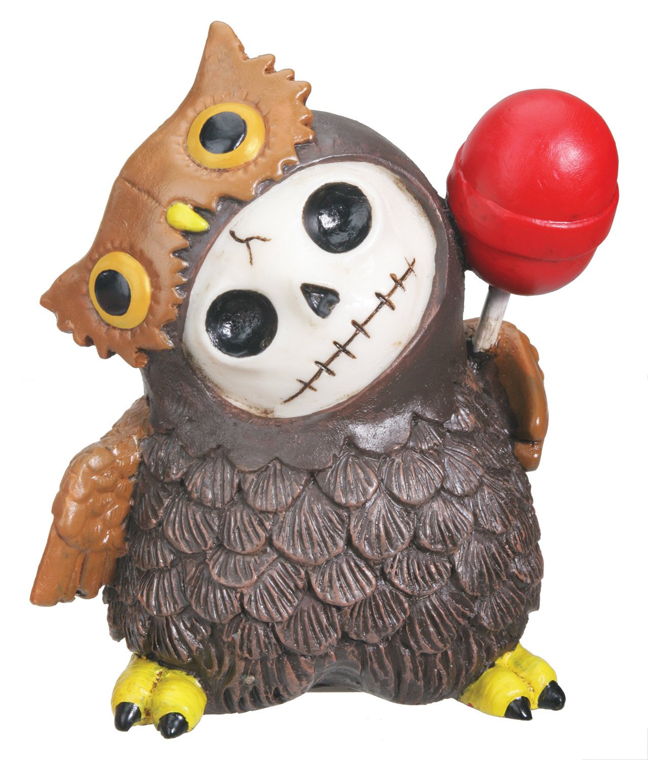 SUMMIT COLLECTIONFurrybones Hootie Signature Skeleton in Brown Owl Costume with Red Lollipop