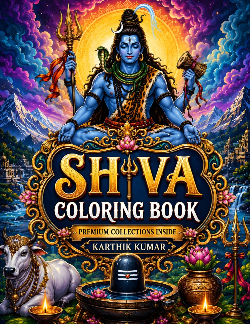 Shiva Coloring Book: A Relaxing and Creative Coloring Book for Kids, Teens & Adults Featuring Lord Shiva, Hindu Mythology, Sacred Symbols, Temples, Meditation Art & Stress Relief Designs
