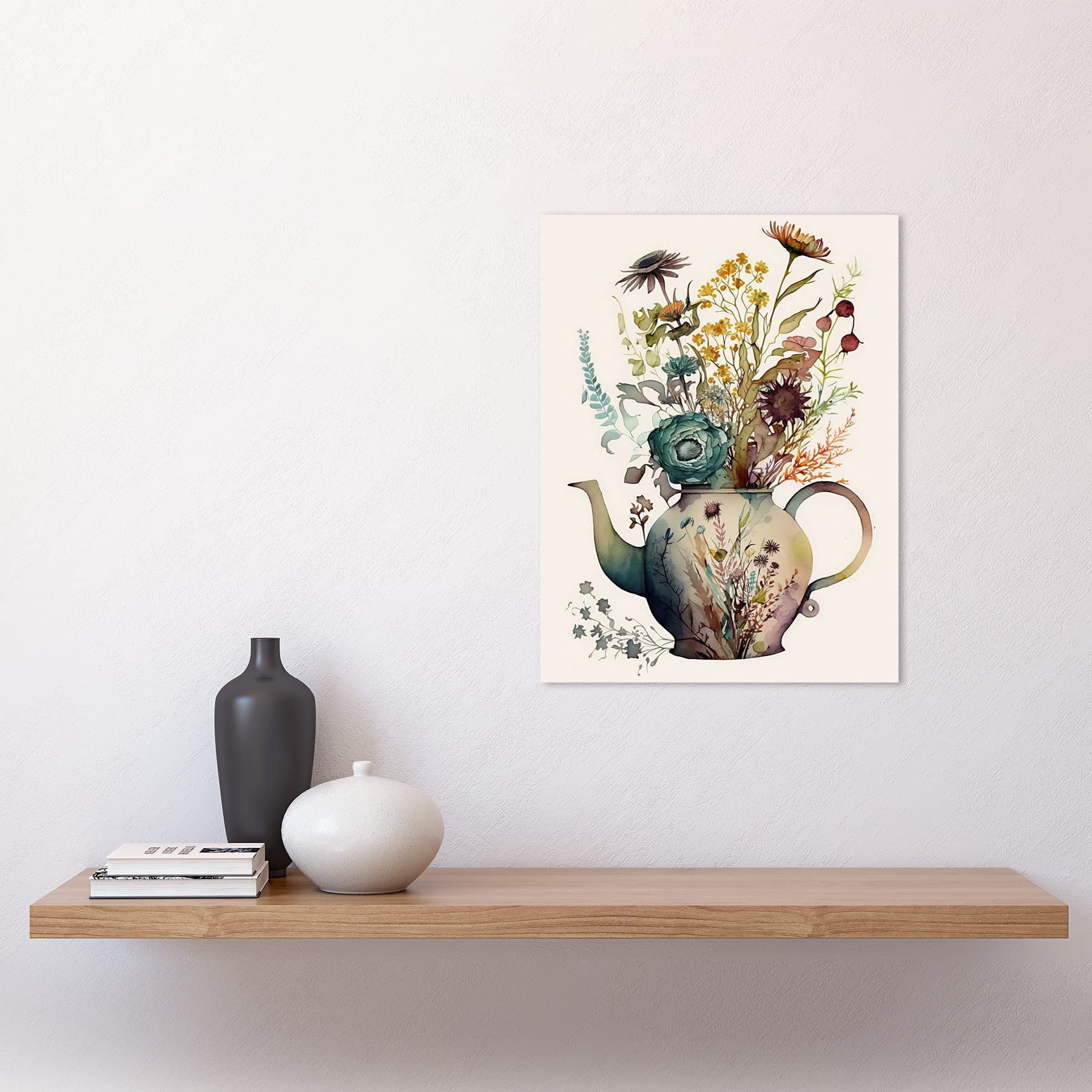 Artery8 Flower Bouquet in a Floral Pattern Ceramic Teapot Unframed Wall Art Print Poster Home Decor Premium - Image 2