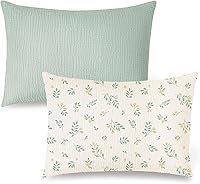 Vista 11 de Konssy Funda de almohada de muselina para almohada de 13 x 18 pulgadas, paquete de 2 fundas de almohada de algodón suave y transpirable para niños